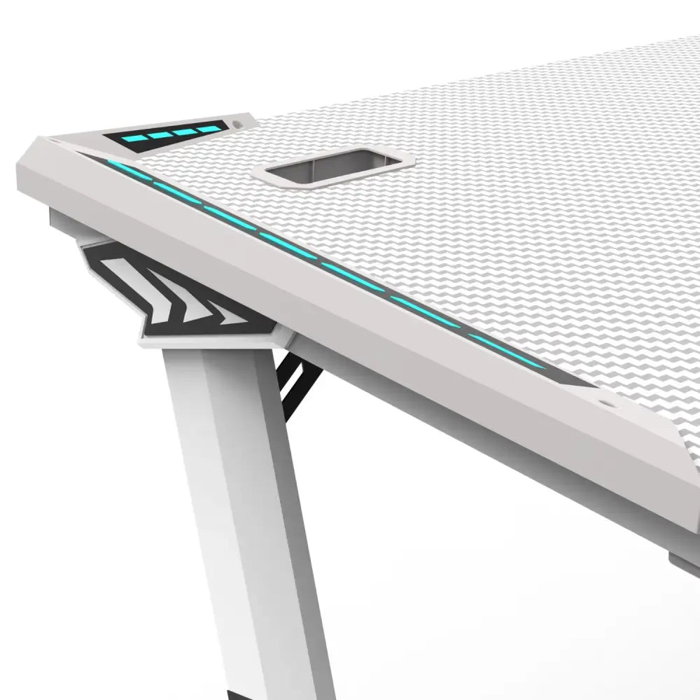 EKKIO RGB Gaming Desk Z Shape White 140cm EK-GD-109-AL - Furniture > Office