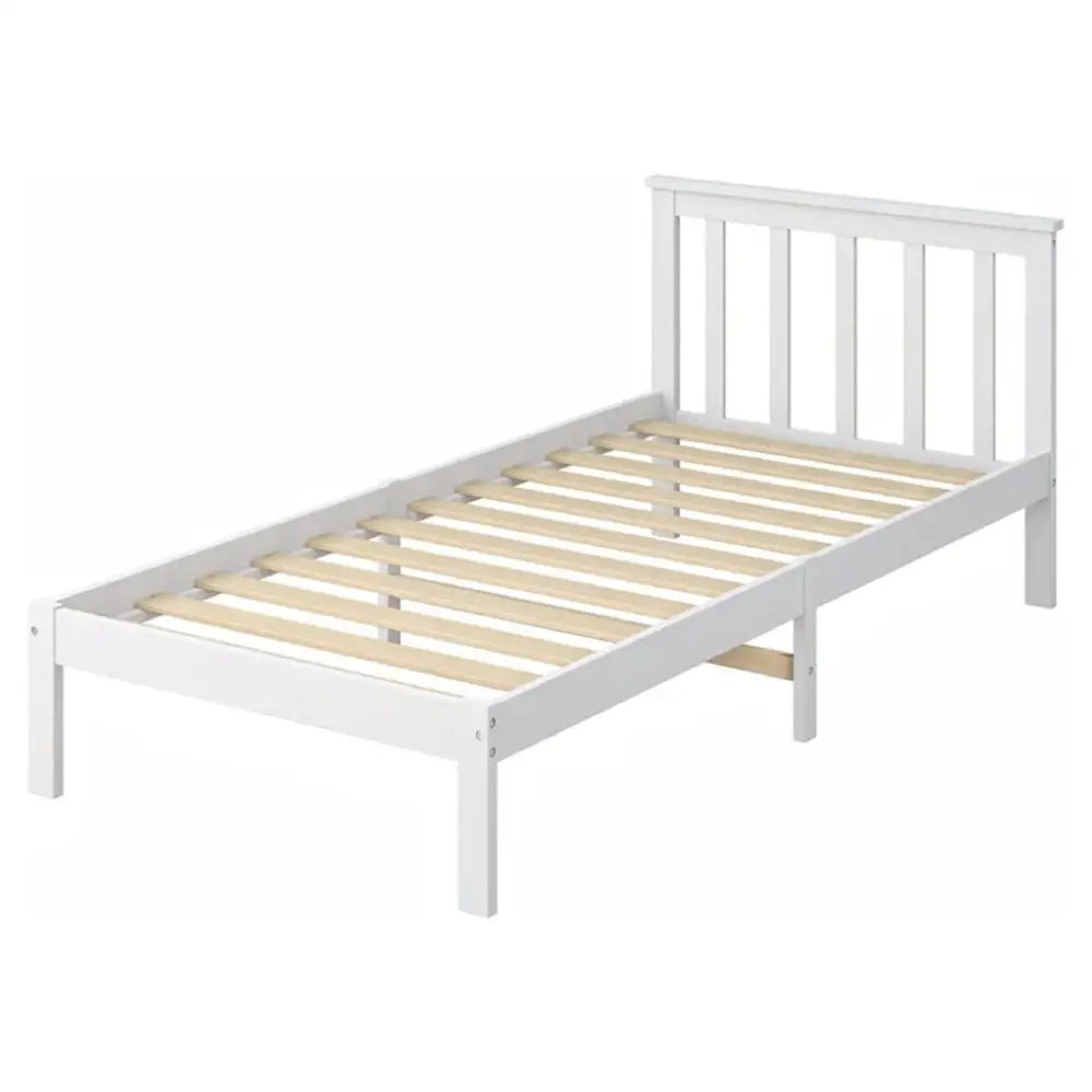 EKKIO Single Wooden Bed Frame (White) EK-WBF-100-HH - Furniture > Bedroom