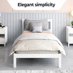 EKKIO Single Wooden Bed Frame (White) EK-WBF-100-HH - Furniture > Bedroom