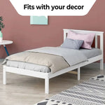 EKKIO Single Wooden Bed Frame (White) EK-WBF-100-HH - Furniture > Bedroom