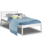 EKKIO Single Wooden Bed Frame (White) EK-WBF-100-HH - Furniture > Bedroom
