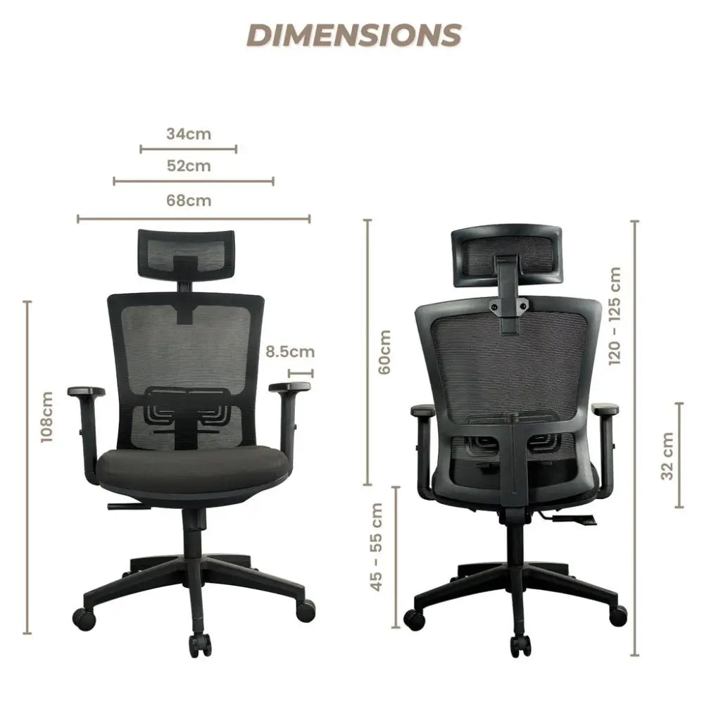 EKKIO Zorae - Office Chair (Black) EK-OC-100-SQ / EK-OC-100-BST - Furniture > Office