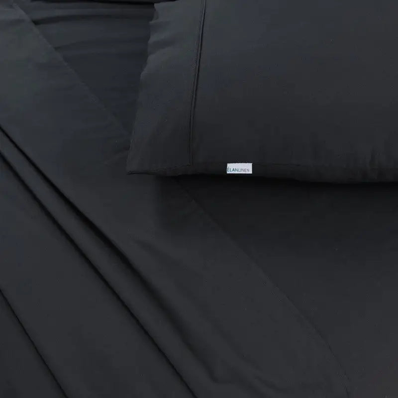 Elan Linen 100% Egyptian Cotton Vintage Washed 500TC Charcoal 50 cm Deep Mega Queen SIze Bed Sheets Set - Home & Garden