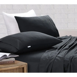 Elan Linen 100% Egyptian Cotton Vintage Washed 500TC Charcoal Single Bed Sheets Set - Home & Garden > Bedding