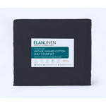 Elan Linen 100% Egyptian Cotton Vintage Washed 500TC Charcoal Single Bed Sheets Set - Home & Garden > Bedding