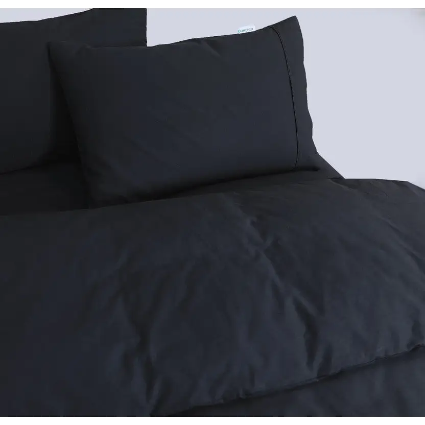 Elan Linen 100% Egyptian Cotton Vintage Washed 500TC Charcoal Super King Quilt Cover Set - Home & Garden > Bedding