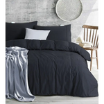 Elan Linen 100% Egyptian Cotton Vintage Washed 500TC Charcoal Super King Quilt Cover Set - Home & Garden > Bedding