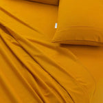Elan Linen 100% Egyptian Cotton Vintage Washed 500TC Mustard Single Bed Sheets Set - Home & Garden > Bedding