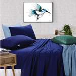 Elan Linen 100% Egyptian Cotton Vintage Washed 500TC Navy Blue Queen Bed Sheets Set - Home & Garden > Bedding