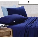 Elan Linen 100% Egyptian Cotton Vintage Washed 500TC Navy Blue Queen Bed Sheets Set - Home & Garden > Bedding