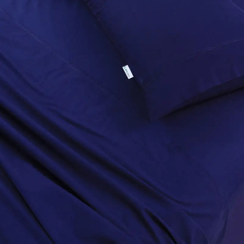 Elan Linen 100% Egyptian Cotton Vintage Washed 500TC Navy Blue Queen Bed Sheets Set - Home & Garden > Bedding