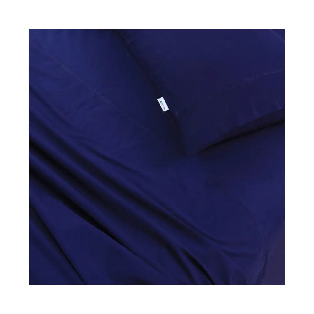 Elan Linen 100% Egyptian Cotton Vintage Washed 500TC Navy Blue Single Bed Sheets Set - Home & Garden > Bedding