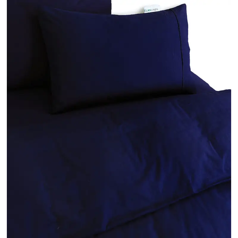 Elan Linen 100% Egyptian Cotton Vintage Washed 500TC Navy Blue Super King Quilt Cover Set - Home & Garden > Bedding