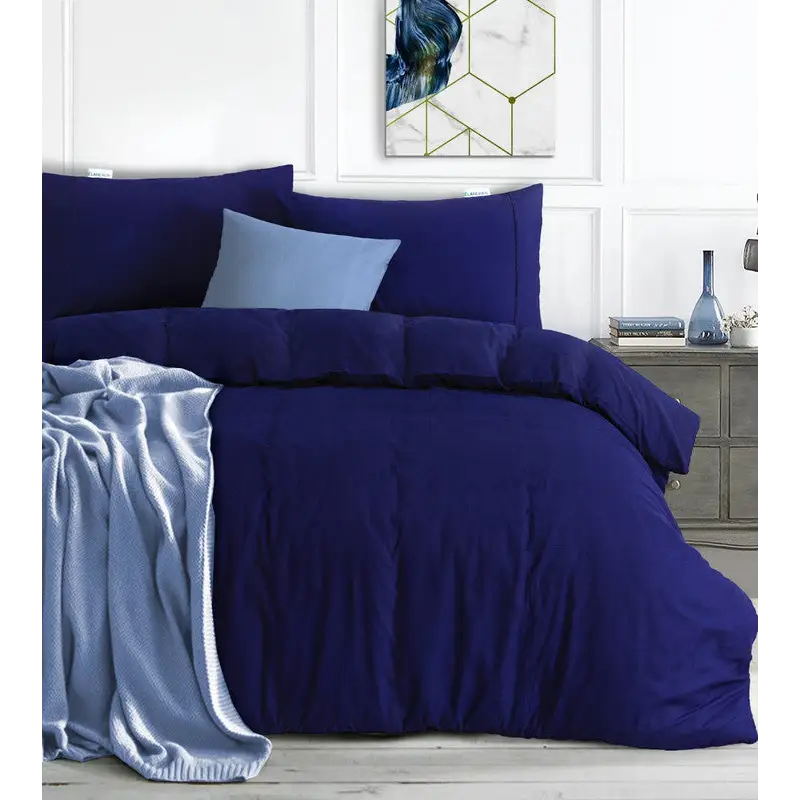Elan Linen 100% Egyptian Cotton Vintage Washed 500TC Navy Blue Super King Quilt Cover Set - Home & Garden > Bedding