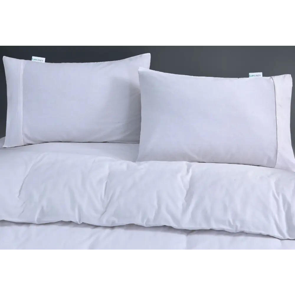 Elan Linen 100% Egyptian Cotton Vintage Washed 500TC White Queen Quilt Cover Set - Home & Garden > Bedding
