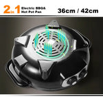 Electric 2 In 1 Non-Stick BBQ Plate Hot Pot Pan For Party Shabu Grill Barbecue 42cm - Appliances > Kitchen Appliances >