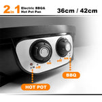 Electric 2 In 1 Non-Stick BBQ Plate Hot Pot Pan For Party Shabu Grill Barbecue 42cm - Appliances > Kitchen Appliances >