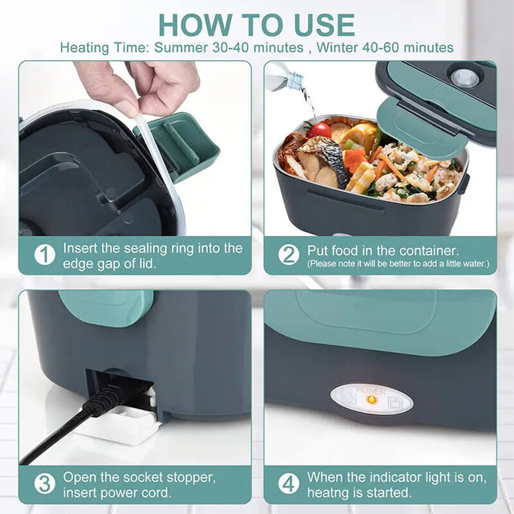 Electric Lunch Box Food Warmer Portable Leakproof Food Heater Car Home Picnic - Home & Garden > Kitchenware