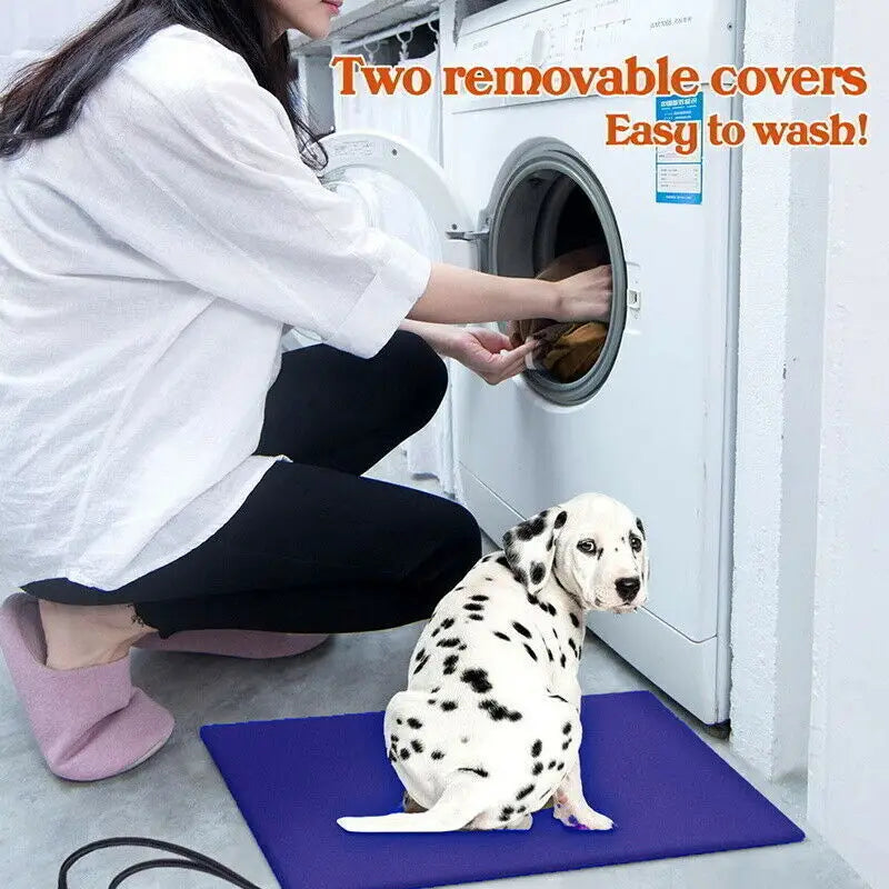 Electric Pet Heat Pad: Waterproof Heating Mat for Cat Dog Bed | Chew Resistant M - Pet Care > Dog Supplies > Dog Beds