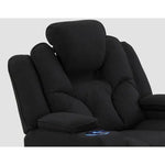 Electric Recliner Stylish Rhino Fabric Black 1 Seater Lounge Armchair with LED Features - Furniture > Living Room