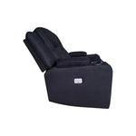Electric Recliner Stylish Rhino Fabric Black 1 Seater Lounge Armchair with LED Features - Furniture > Living Room