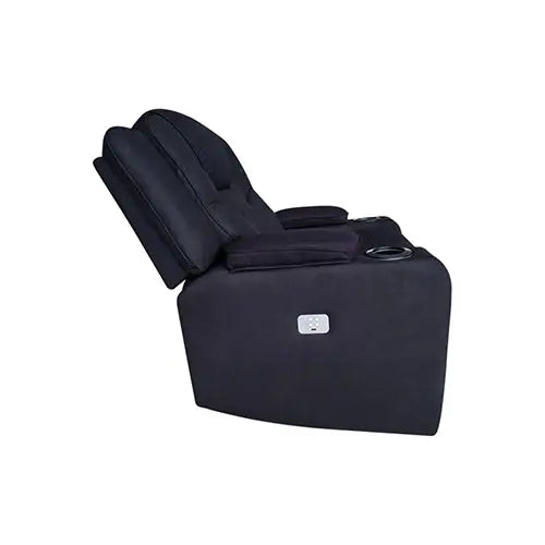 Electric Recliner Stylish Rhino Fabric Black 1 Seater Lounge Armchair with LED Features - Furniture > Living Room