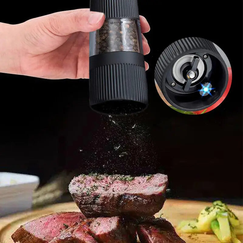 Electric Salt Pepper Mill Grinder Battery Powered LED Light Adjustable AU - Home & Garden > Kitchenware