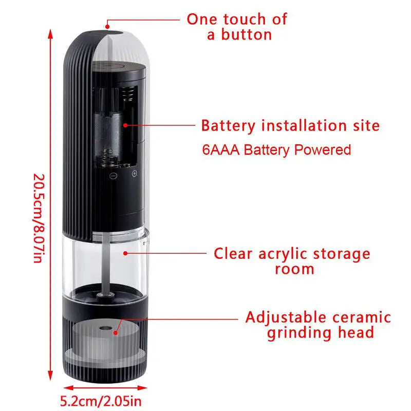 Electric Salt Pepper Mill Grinder Battery Powered LED Light Adjustable AU - Home & Garden > Kitchenware