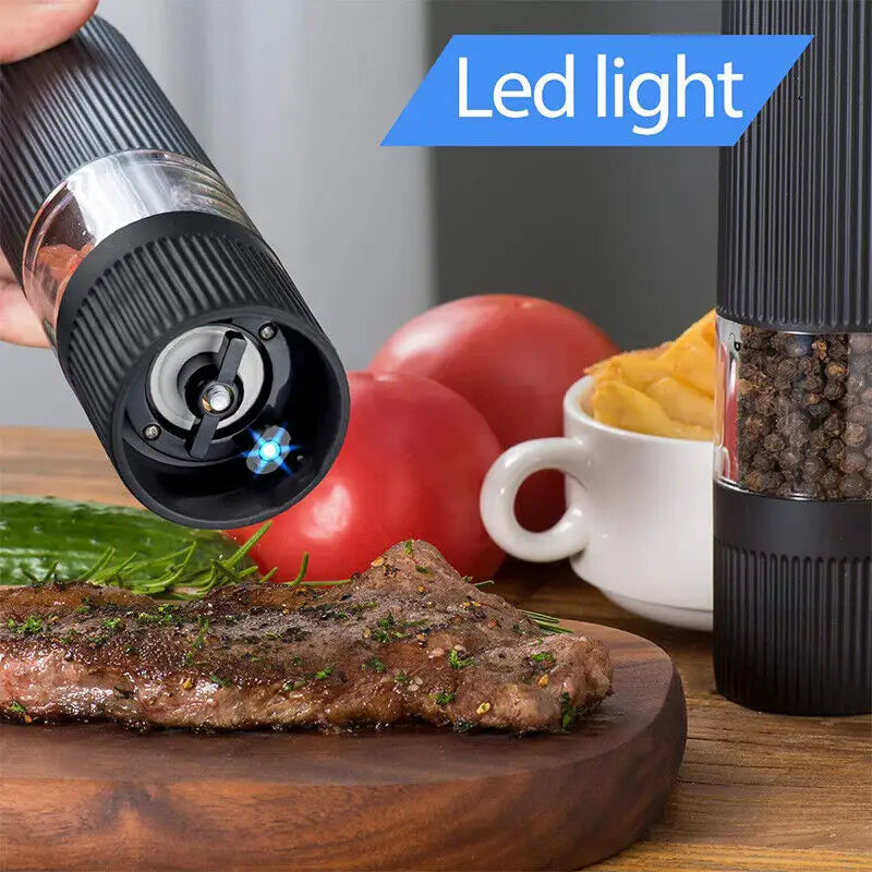 Electric Salt Pepper Mill Grinder Battery Powered LED Light Adjustable AU - Home & Garden > Kitchenware