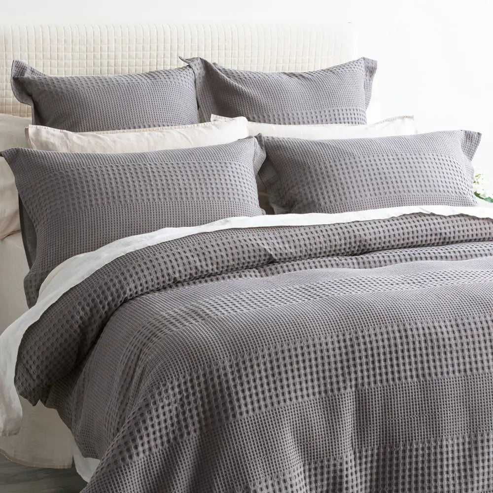 Elegance Waffle Cotton Jacquard Fossil Quilt Cover Set by Renee Taylor Super King - Home & Garden > Bedding > Quilts &