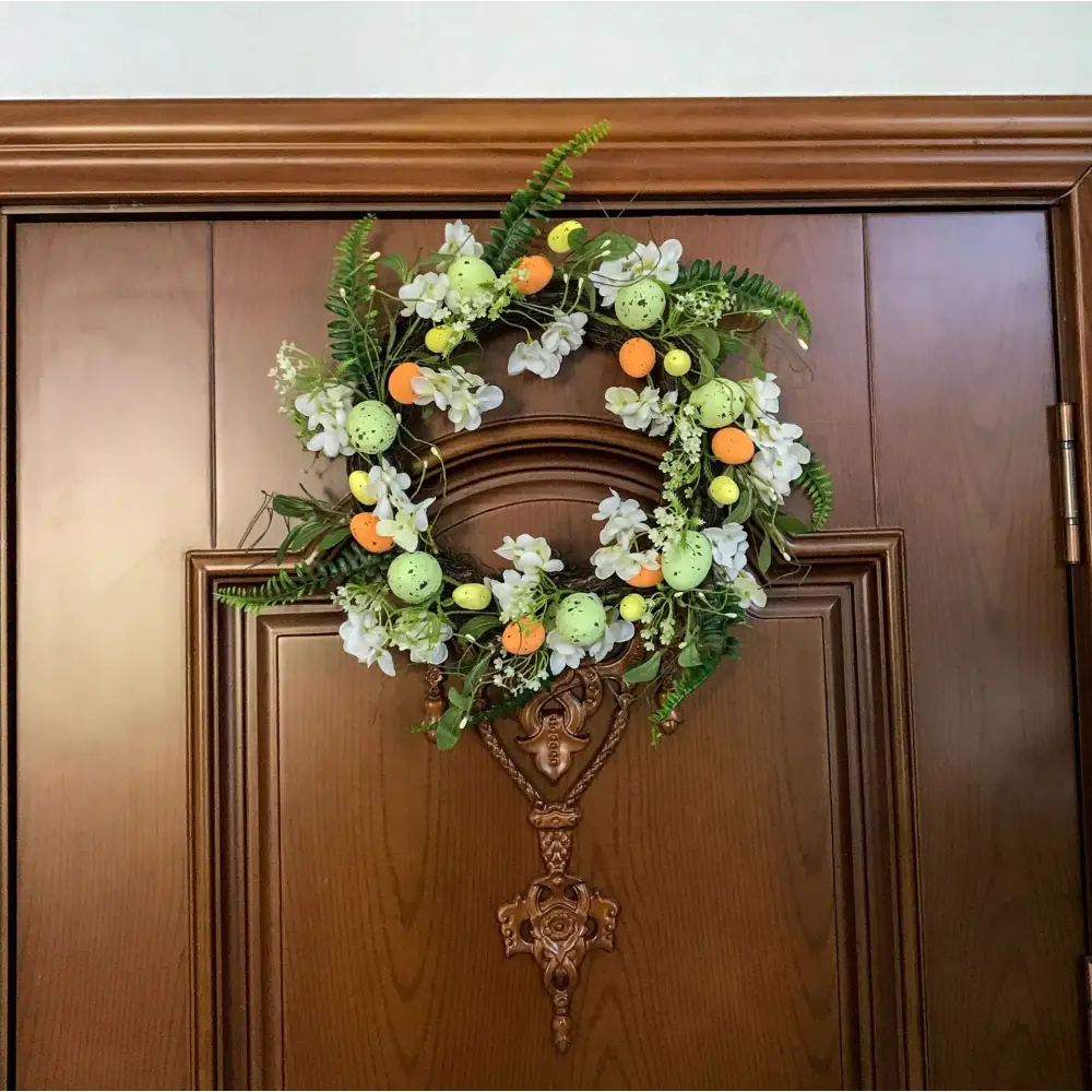 Elegant 45cm Easter Wreath - Vibrant Egg and Floral Design for Festive Door Decor - Home & Garden > Decor > Vases &