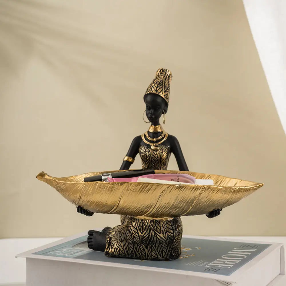 Elegant African Woman Resin Tray - Unique Home Decor and Storage Organizer - Home & Garden > Decor > Vases & Table Decor