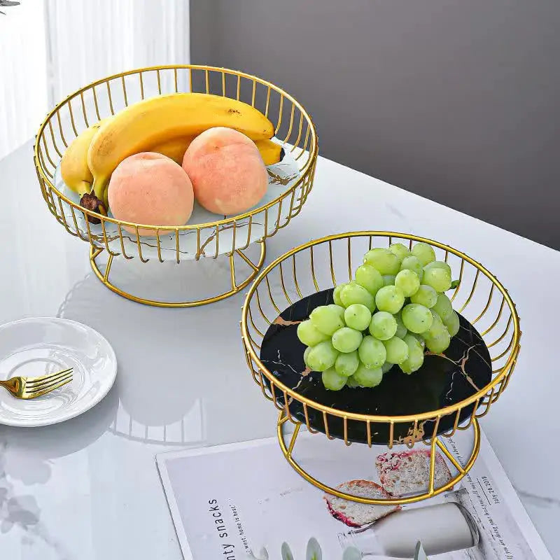 Elegant Iron Art Glass Serving Tray（White Glass) – Round Design with Gold Finish - Home & Garden > Kitchenware >