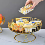 Elegant Iron Art Glass Serving Tray(White Glass) - Round Design with Gold Finish 27*13.5*17.5cm - Home & Garden >