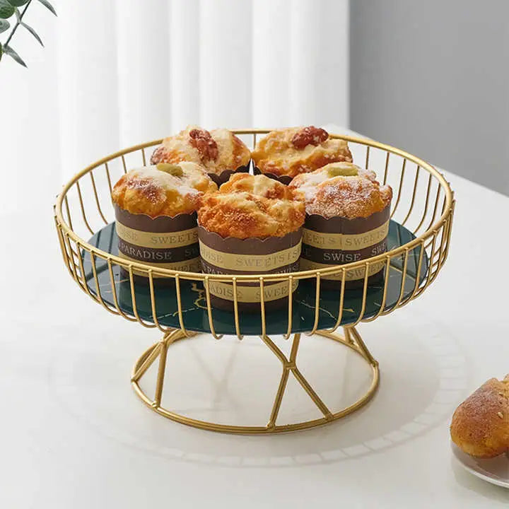 Elegant Iron Art Glass Serving Tray（White Glass) – Round Design with Gold Finish - Home & Garden > Kitchenware >