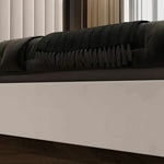 Elegant Luxury King Size Bedframe in Beige with Gas Lift Storage Velvet Fabric Golden Trim - Furniture > Bedroom > Beds