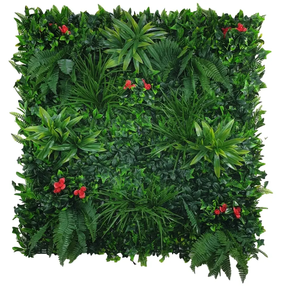 Elegant Red Rose Vertical Garden / Green Wall UV Resistant 100cm x 100cm - Home & Garden > Artificial Plants