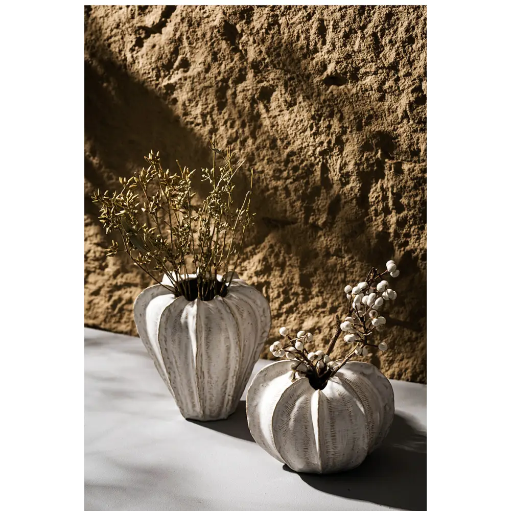 Elegant White Ceramic Pumpkin-Shaped Vase – Modern Decorative Home Accent for Table Centerpiece - Home & Garden > Decor