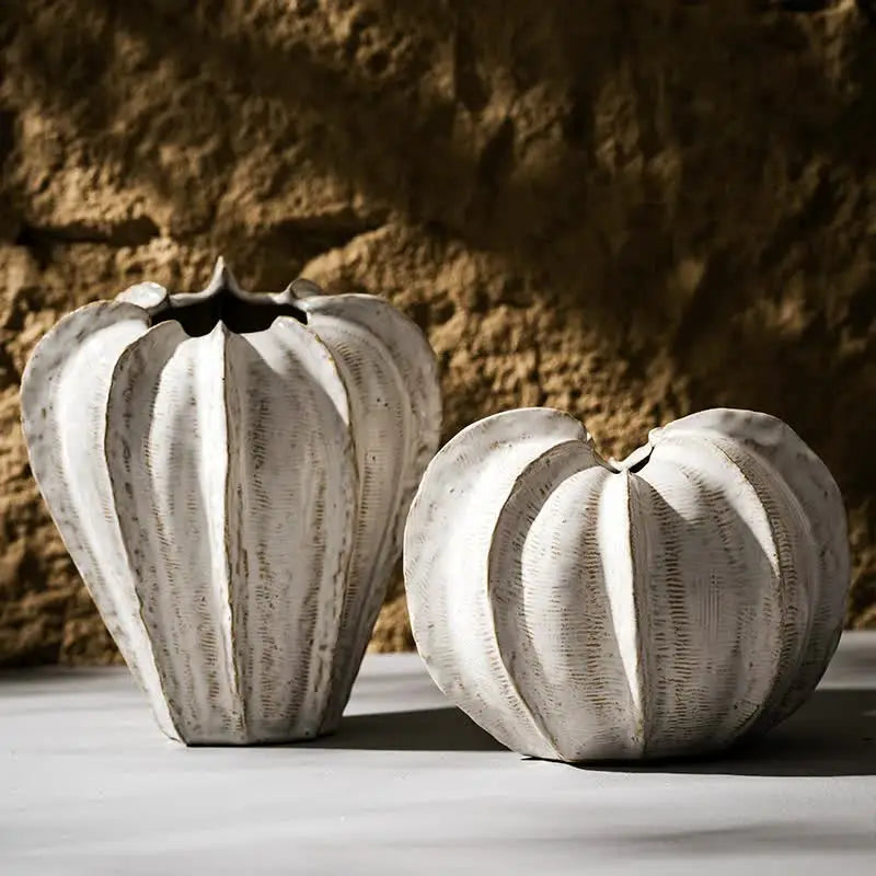 Elegant White Ceramic Pumpkin-Shaped Vase – Modern Decorative Home Accent for Table Centerpiece - Home & Garden > Decor
