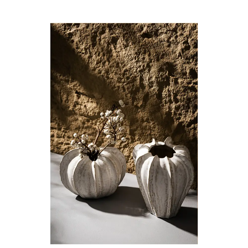 Elegant White Ceramic Pumpkin-Shaped Vase – Modern Decorative Home Accent for Table Centerpiece - Home & Garden > Decor