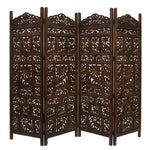 Elephant 4 Panel Room Divider Screen Privacy Shoji Timber Wood Stand - Burnt - Furniture > Bedroom > Room Dividers
