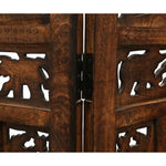 Elephant 4 Panel Room Divider Screen Privacy Shoji Timber Wood Stand - Burnt - Furniture > Bedroom > Room Dividers