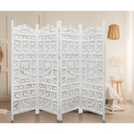 Elephant 4 Panel Room Divider Screen Privacy Shoji Timber Wood Stand - White - Furniture > Bedroom > Room Dividers