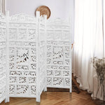 Elephant 4 Panel Room Divider Screen Privacy Shoji Timber Wood Stand - White - Furniture > Bedroom > Room Dividers