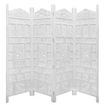 Elephant 4 Panel Room Divider Screen Privacy Shoji Timber Wood Stand - White - Furniture > Bedroom > Room Dividers