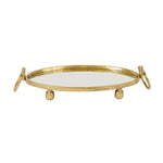 Eliza Oval Iron Mirror Tray with Handles - Gold - Home & Garden > Decor > Vases & Table Decor