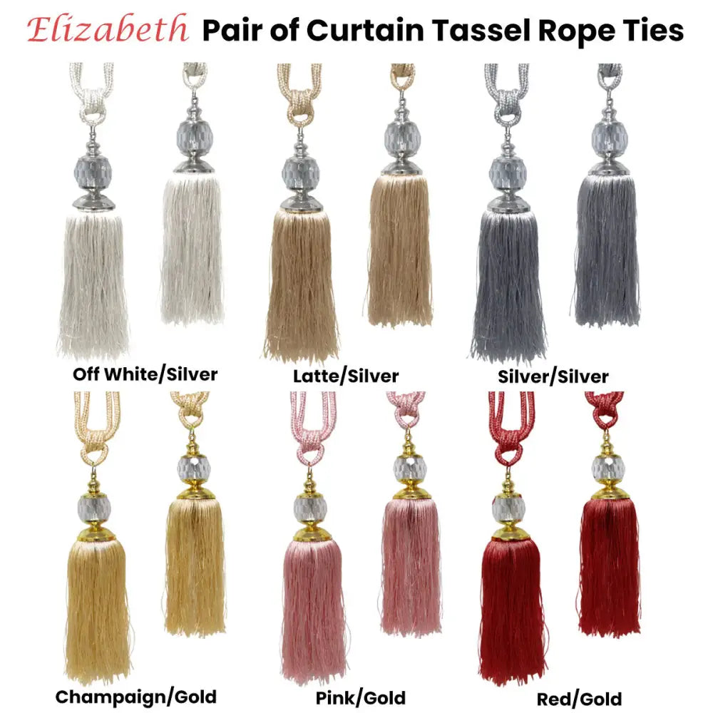 Elizabeth Pair of Curtain Tassel Rope Ties Pink/Gold - Home & Garden > Decor