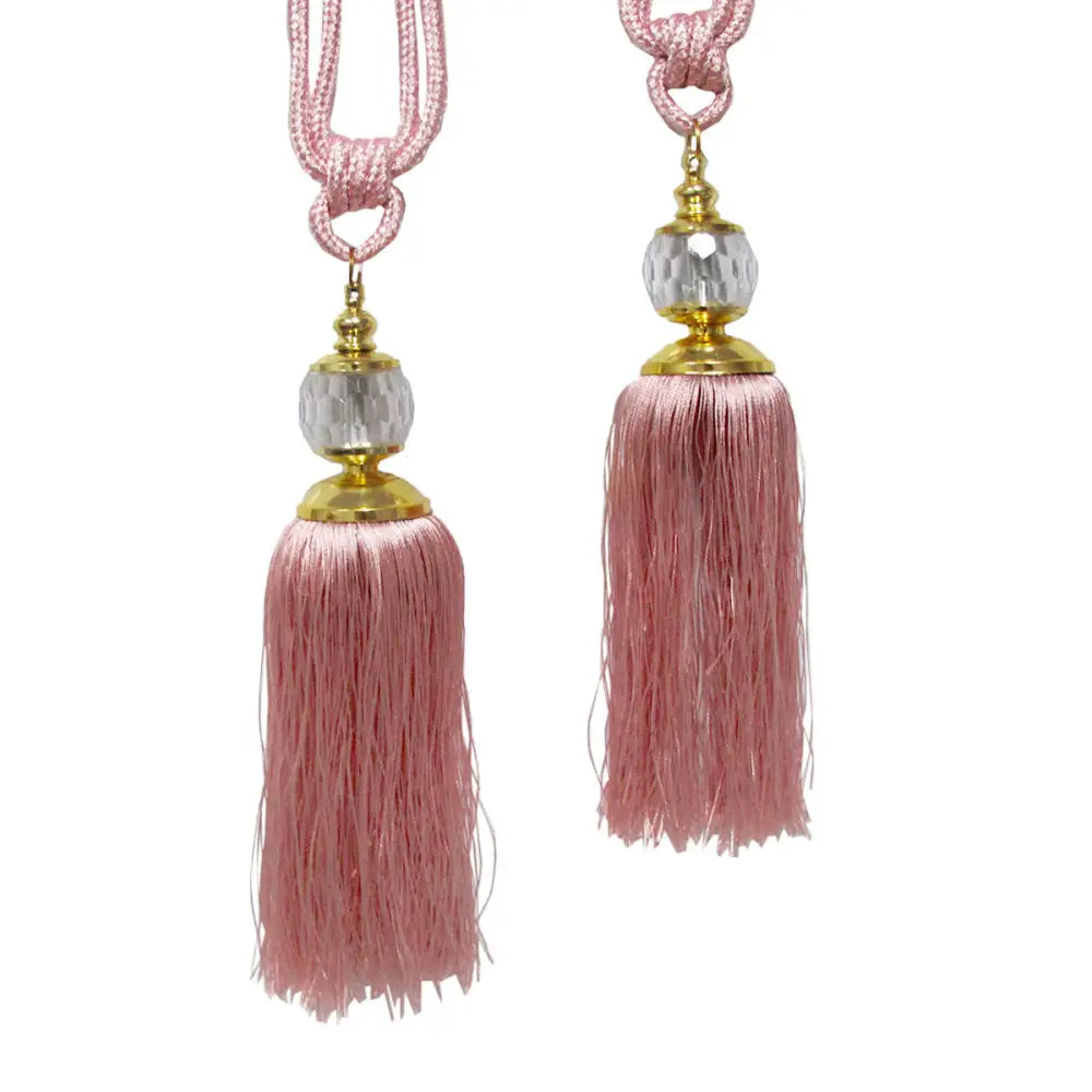 Elizabeth Pair of Curtain Tassel Rope Ties Pink/Gold - Home & Garden > Decor