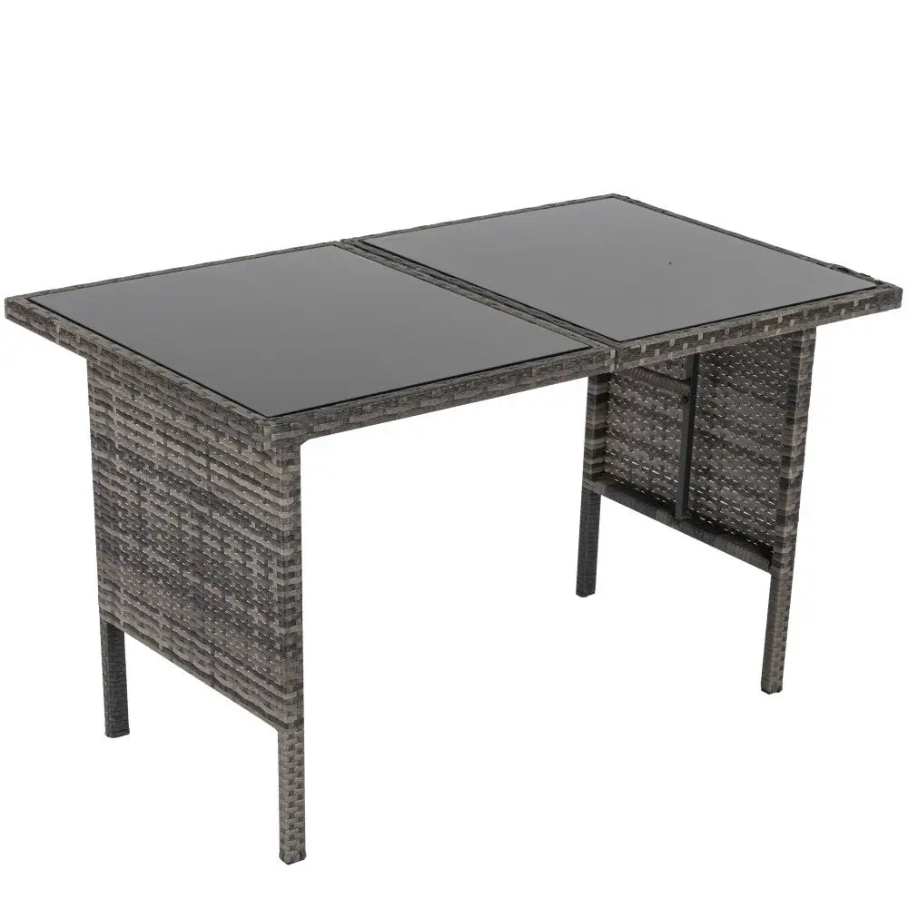 Ella 8-Seater Modular Outdoor Garden Lounge and Dining Set with Table and Stools in Dark Grey Weave - Furniture >