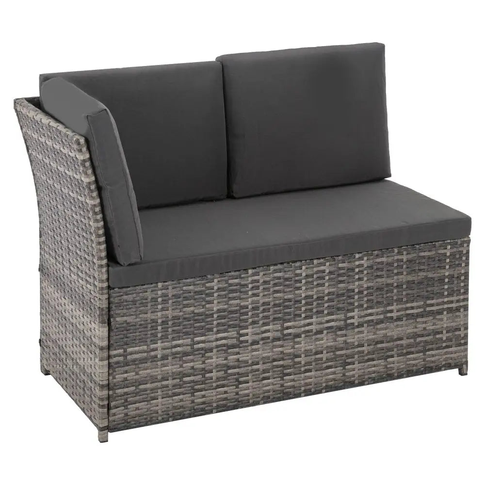 Ella 8-Seater Modular Outdoor Garden Lounge and Dining Set with Table and Stools in Dark Grey Weave - Furniture >